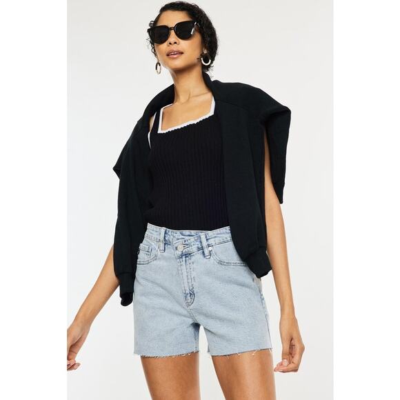 Kan Can High Rise Crossover Waist Band Shorts - KC20029L - Size 26 - Picture 9 of 9